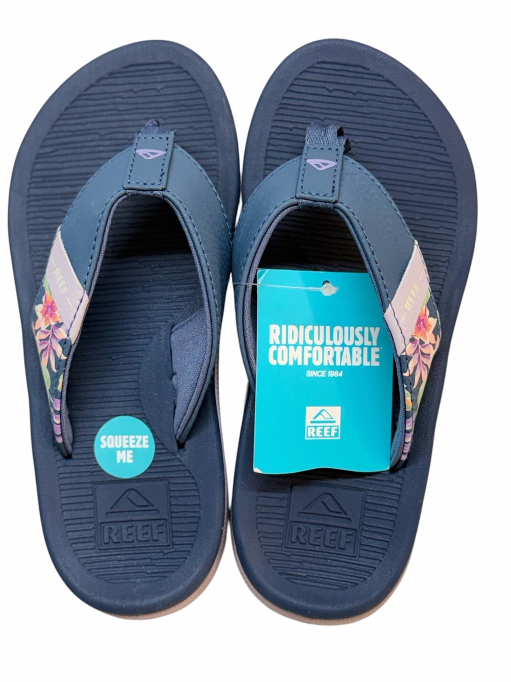 REEF Kids Santa Ana Vintage Indigo Floral Flip Flops Size 13 NWT